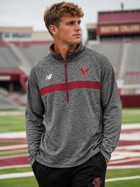 New Balance Boston College Eagles Gray/Maroon Quarter Zip Pullover Men’s 2XL